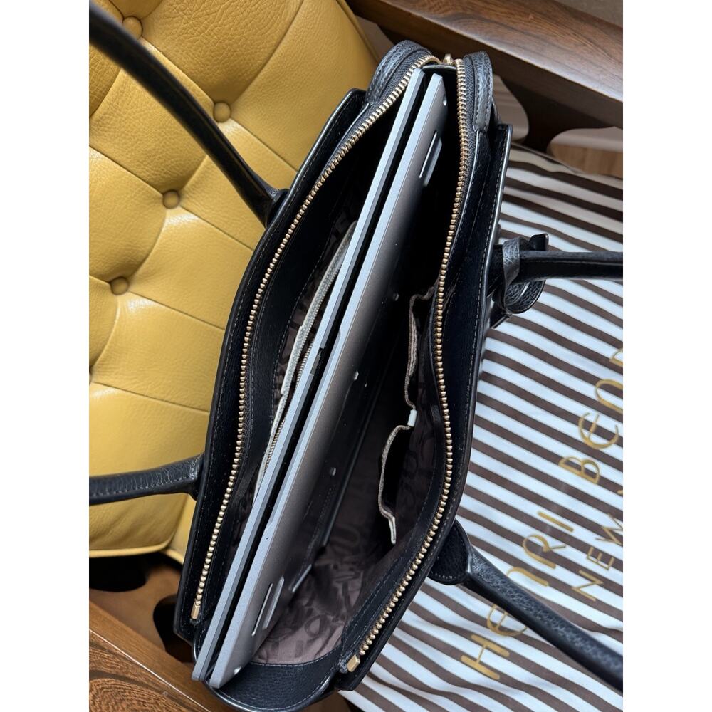 Henri Bendel Black Pebble Leather Tote with Gold Hardware Authentic - Picture 12 of 16